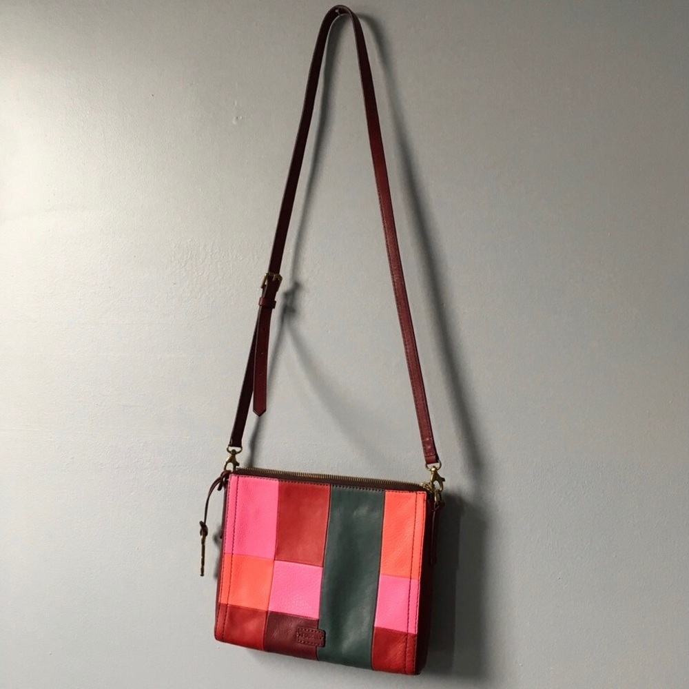 Red Fossil Crossbody Leather Purse
